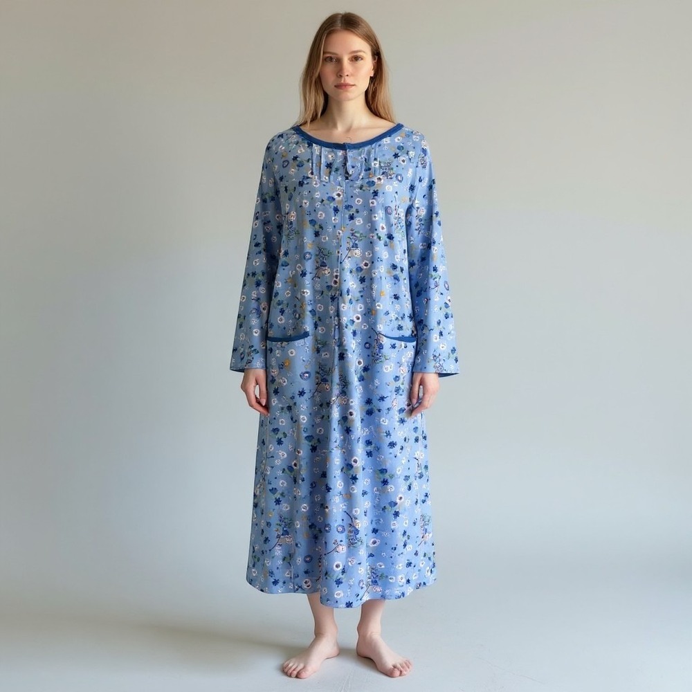 Betsy TW Loungewear & Sleepwear floral snap-front nightgown duster Large grandma